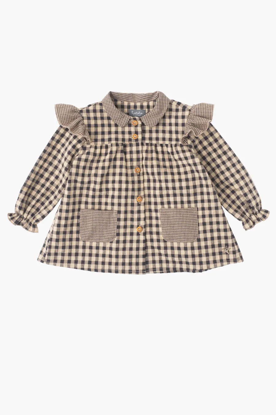 Baby Girls Dress Tocoto Vintage Plaid Vichy  - Beige