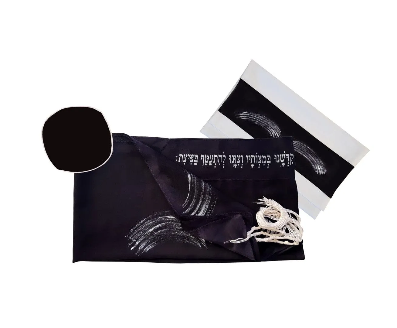 Black Waves Silk Tallit, Women's Tallit, Bat Mitzvah Tallit, Girl's Tallit