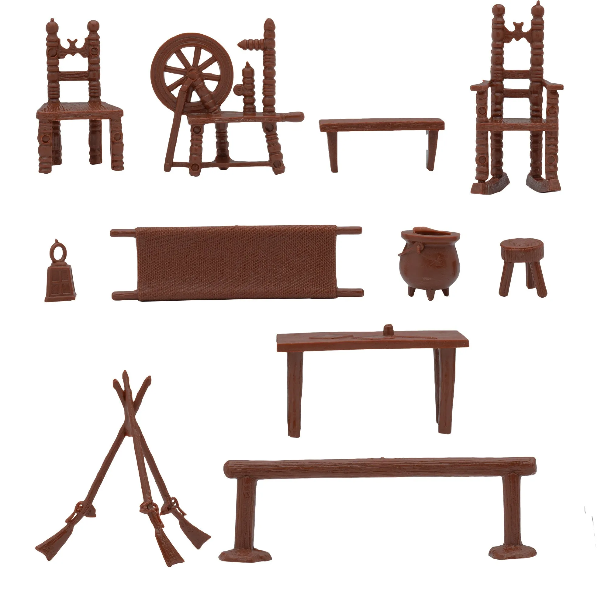 BMC Classic Marx Colonial Furniture - 14pc Plastic Playset Accessories Parts Pack