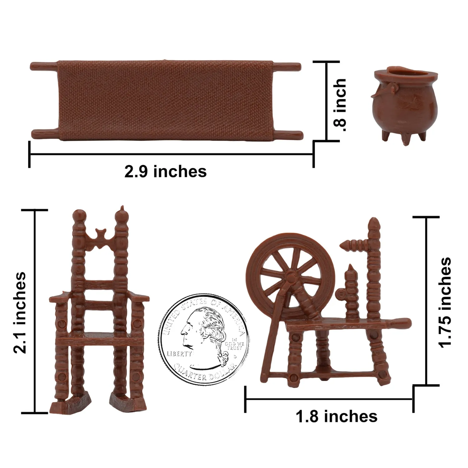 BMC Classic Marx Colonial Furniture - 14pc Plastic Playset Accessories Parts Pack