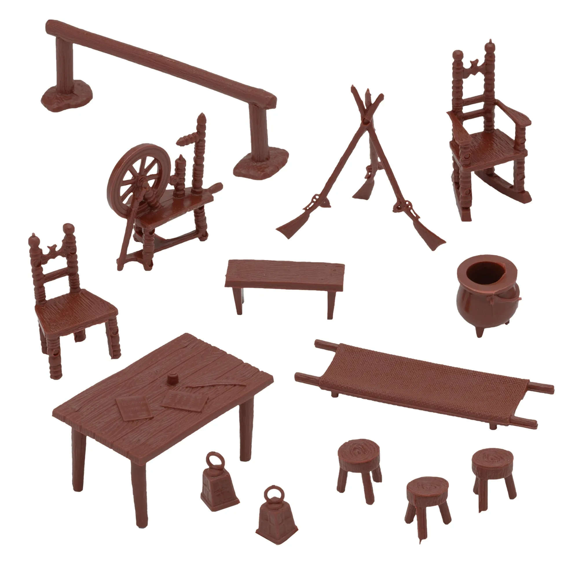 BMC Classic Marx Colonial Furniture - 14pc Plastic Playset Accessories Parts Pack