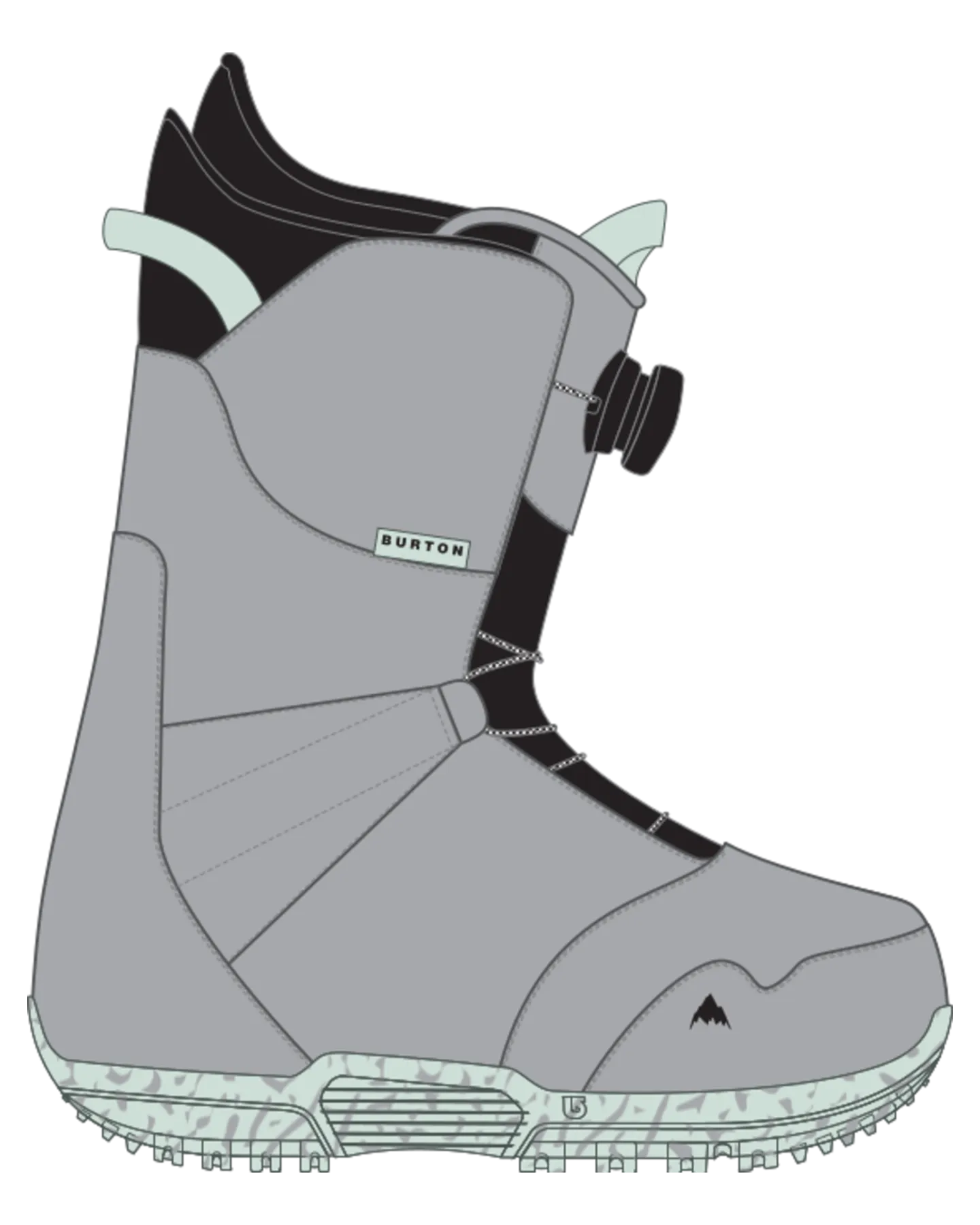 Burton Kids' Zipline Boa® Snowboard Boots - Gray/Neo-Mint - 2024