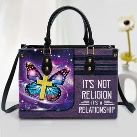 Butterfly Leather Handbag - It‘s Not Religion It’s A Relationship Leather Bag - Religious Gifts For Women