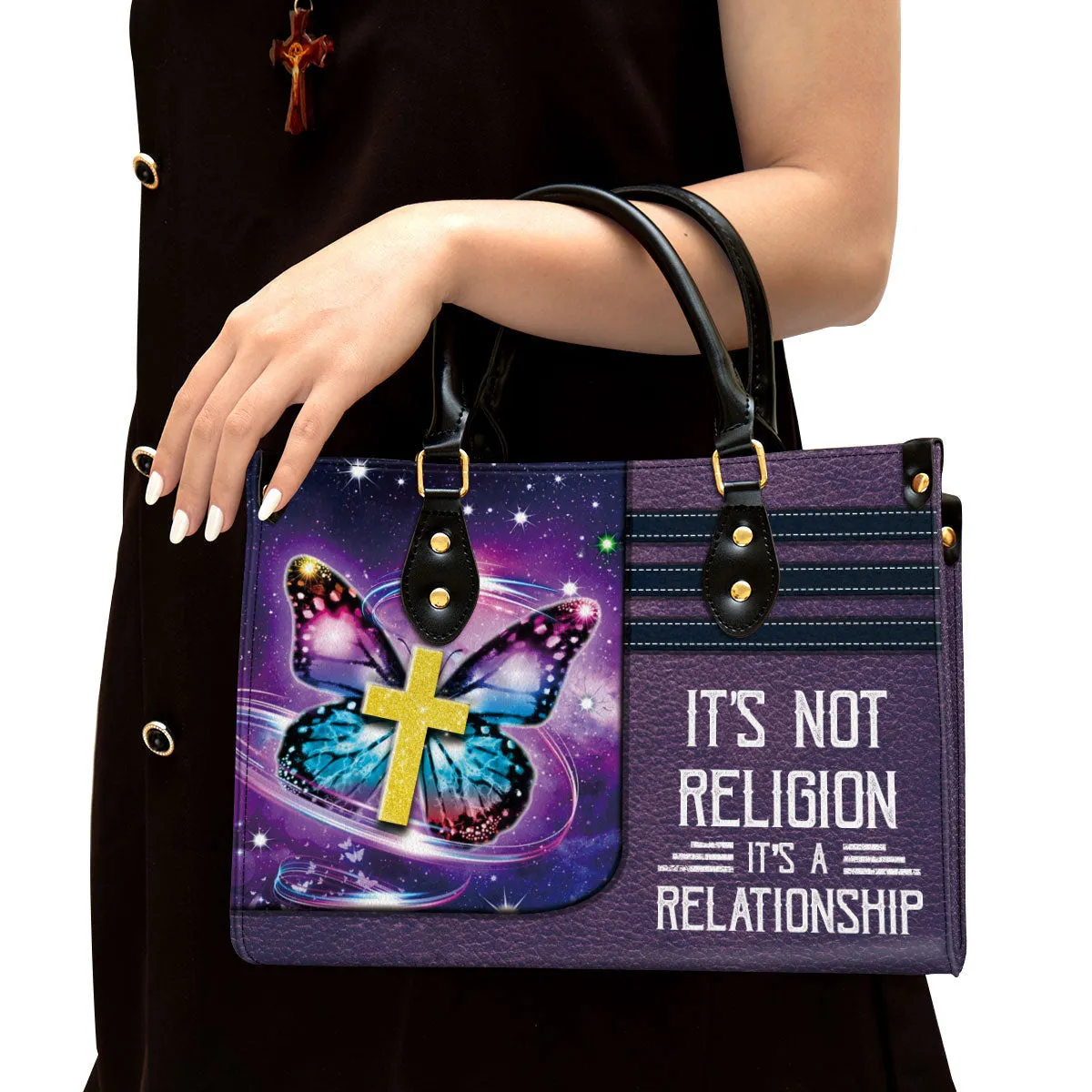 Butterfly Leather Handbag - It‘s Not Religion It’s A Relationship Leather Bag - Religious Gifts For Women