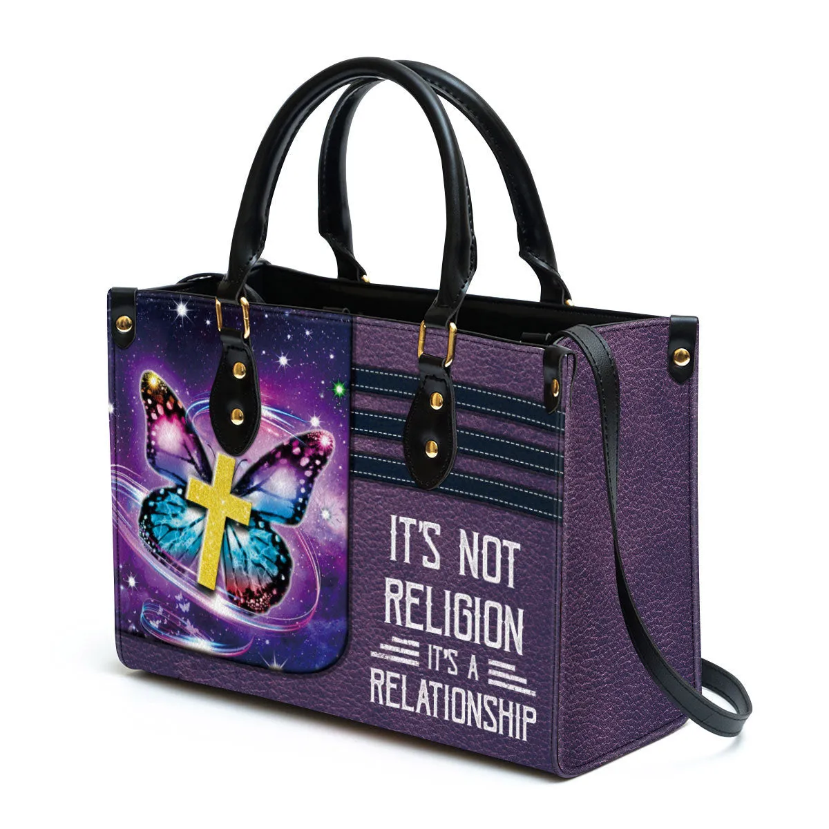 Butterfly Leather Handbag - It‘s Not Religion It’s A Relationship Leather Bag - Religious Gifts For Women