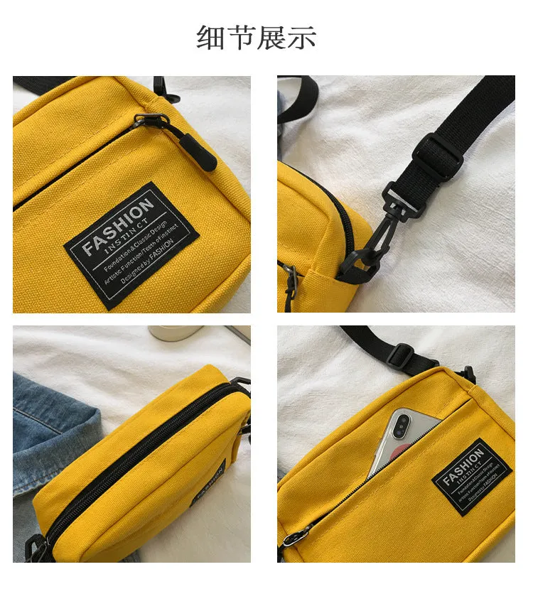 Canvas Small Bag for Women  New Fresh Mori Style Student Cloth Bag Korean Style Fashion Broadband Shoulder Messenger Bag