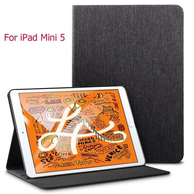 Case for iPad Mini 5 2019 mini 4 3 2 1 Case Oxford Cloth Back Trifold Stand Auto Sleep/Wake up Smart Cover for iPad Mini 5