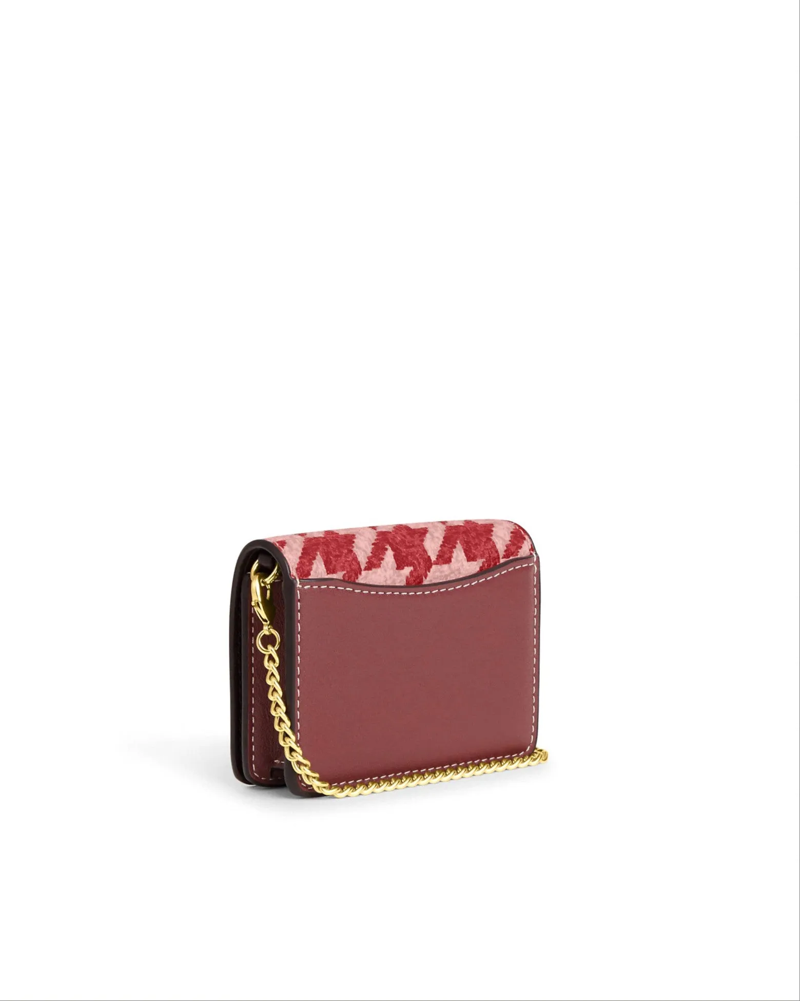 Coach Mini Wallet On A Chain With Houndstooth Print