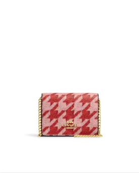 Coach Mini Wallet On A Chain With Houndstooth Print