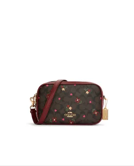 Coach Women's Brown Multi Jes Crossbody In Signature Canvas With Heart Petal Print