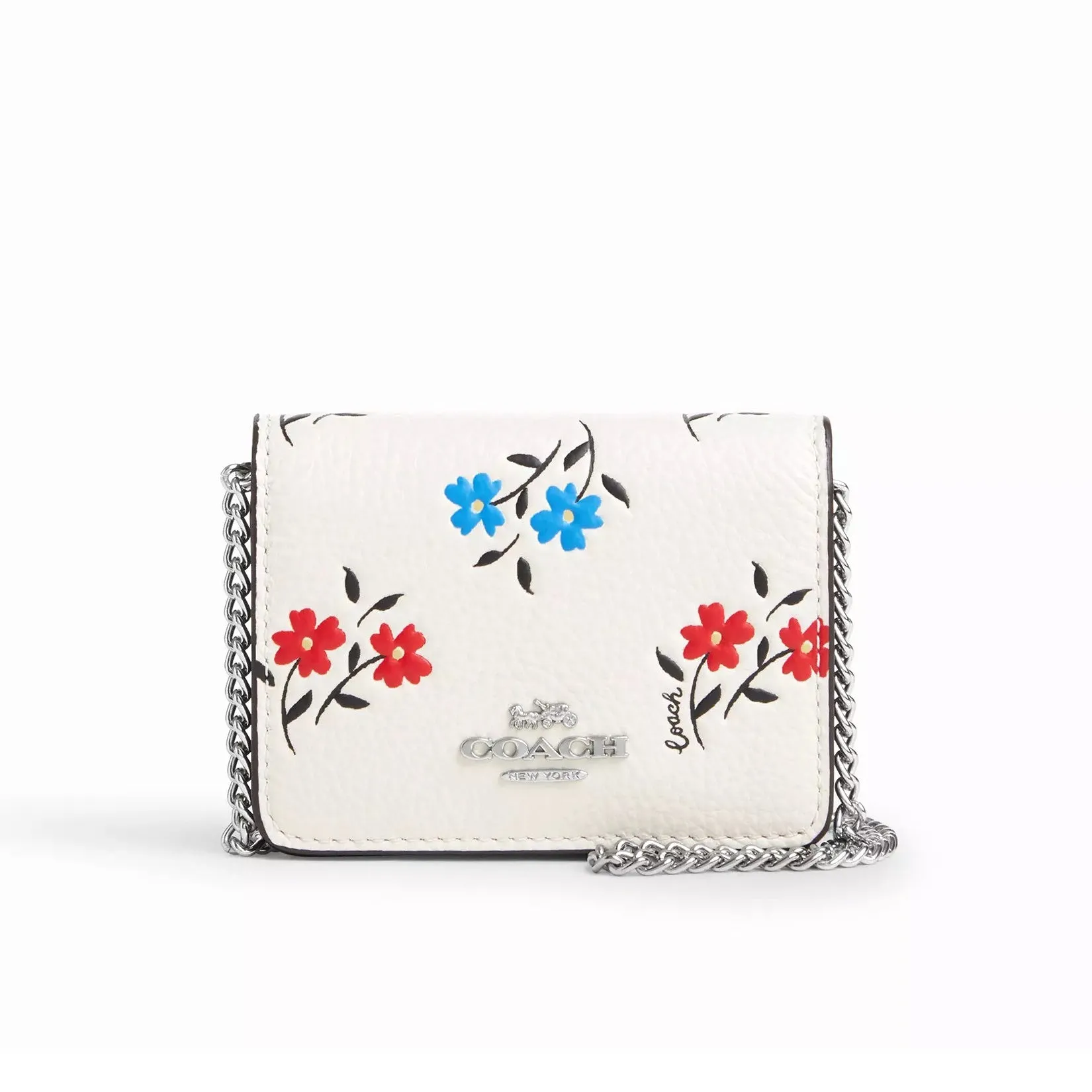 Coach Women's Mini Wallet On A Chain With Floral Print