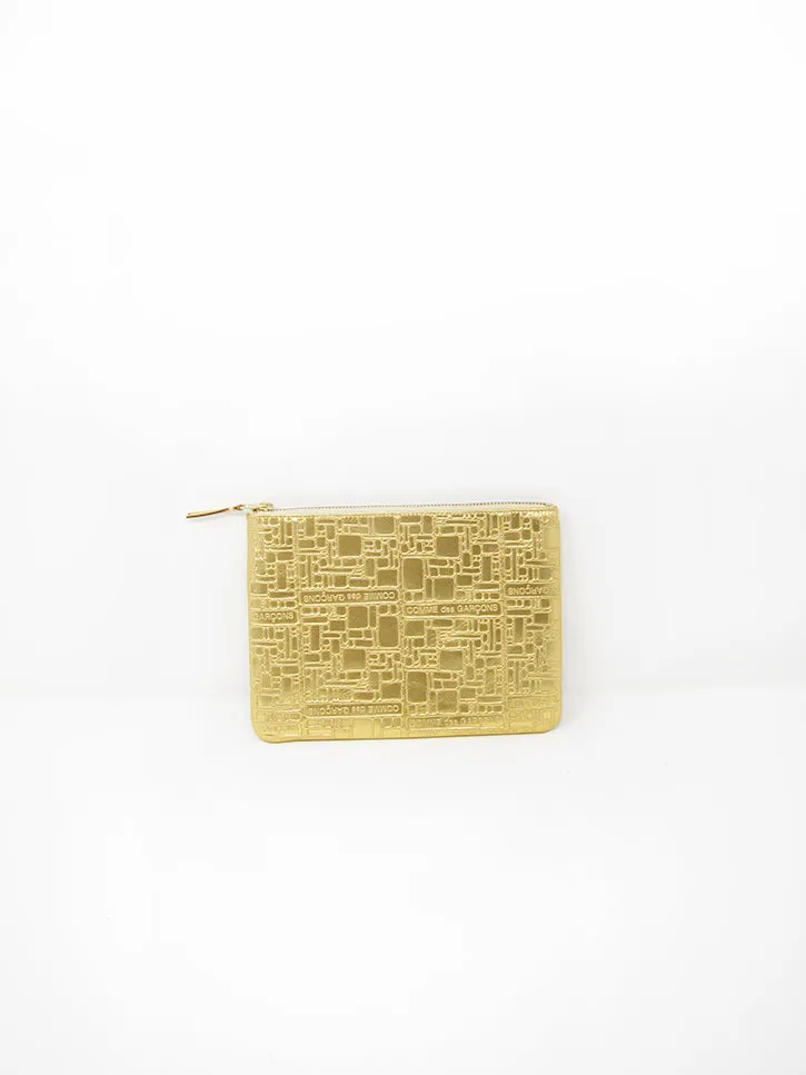 Comme des Garçons Embossed Logotype, Zip Pouch, Gold