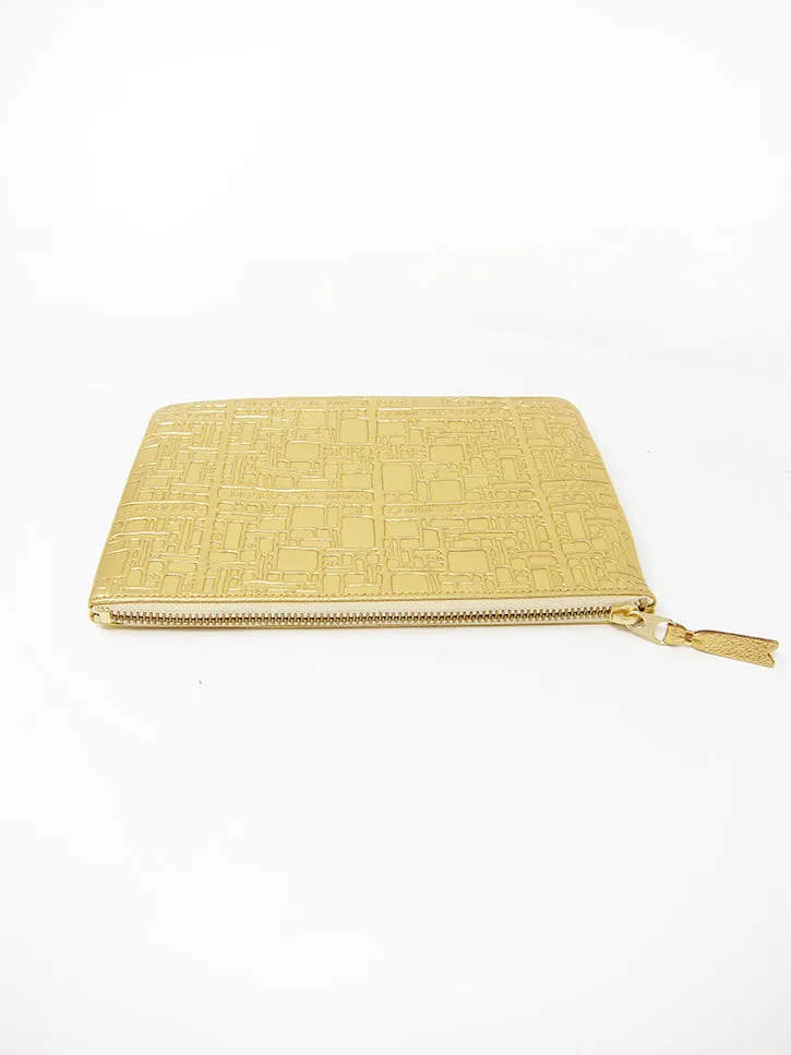 Comme des Garçons Embossed Logotype, Zip Pouch, Gold