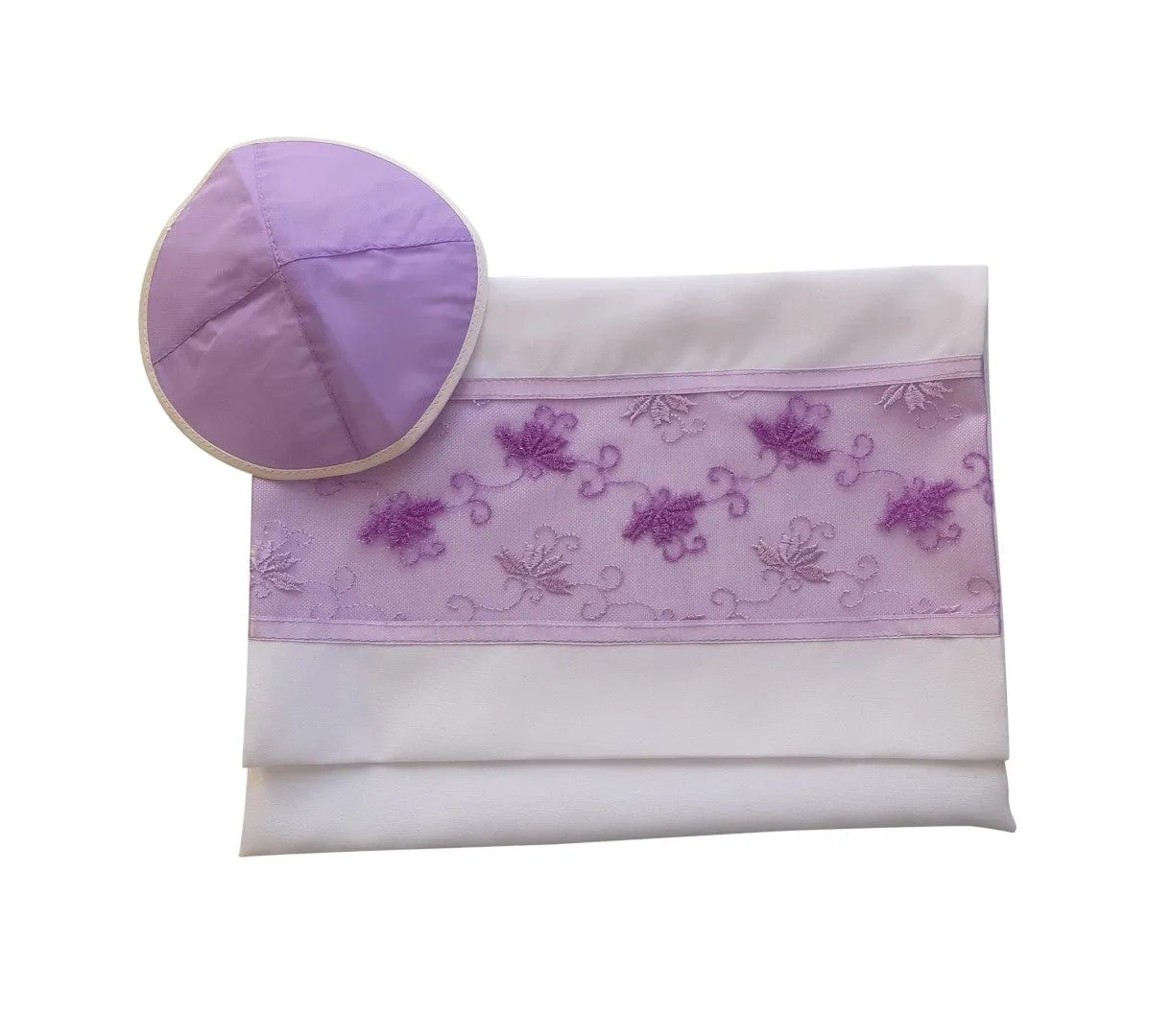 Delicate Lilac Floral Embroidery Tallit for women, Bat Mitzvah Tallit, Tallit for Girl, Tzitzit