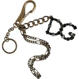 Dolce & Gabbana Silver Tone Metal DG Logo Crystal Keychain Keyring