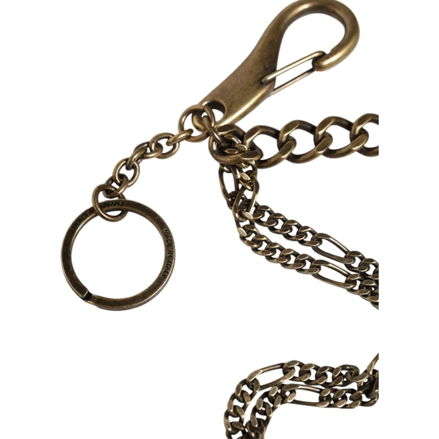 Dolce & Gabbana Silver Tone Metal DG Logo Crystal Keychain Keyring