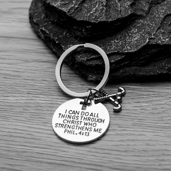 Field Hockey Christian I Can Do All Things Through Christ Keychain