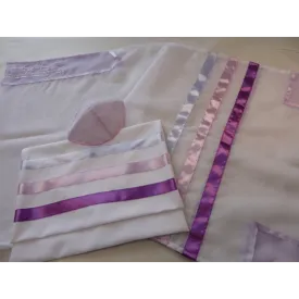 Glow – Tallit for Girls with Lilac, Pink and Purple Stripes, Bat Mitzvah Tallit, Women's Tallit Prayer Shawl