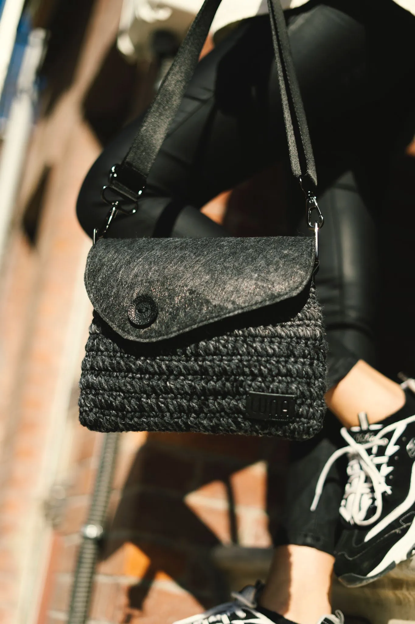 Hand Made Felt Black Bag