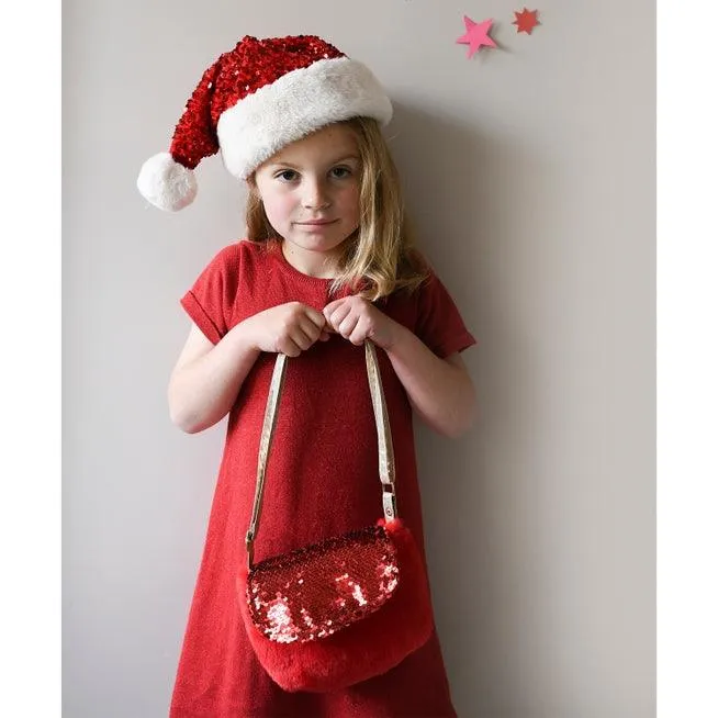 Handbag | Sequin Velvet Bag - Red | Rockahula Kids