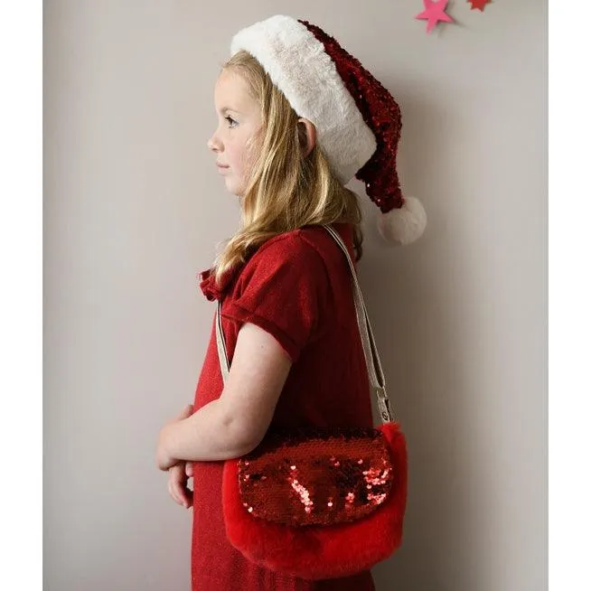 Handbag | Sequin Velvet Bag - Red | Rockahula Kids