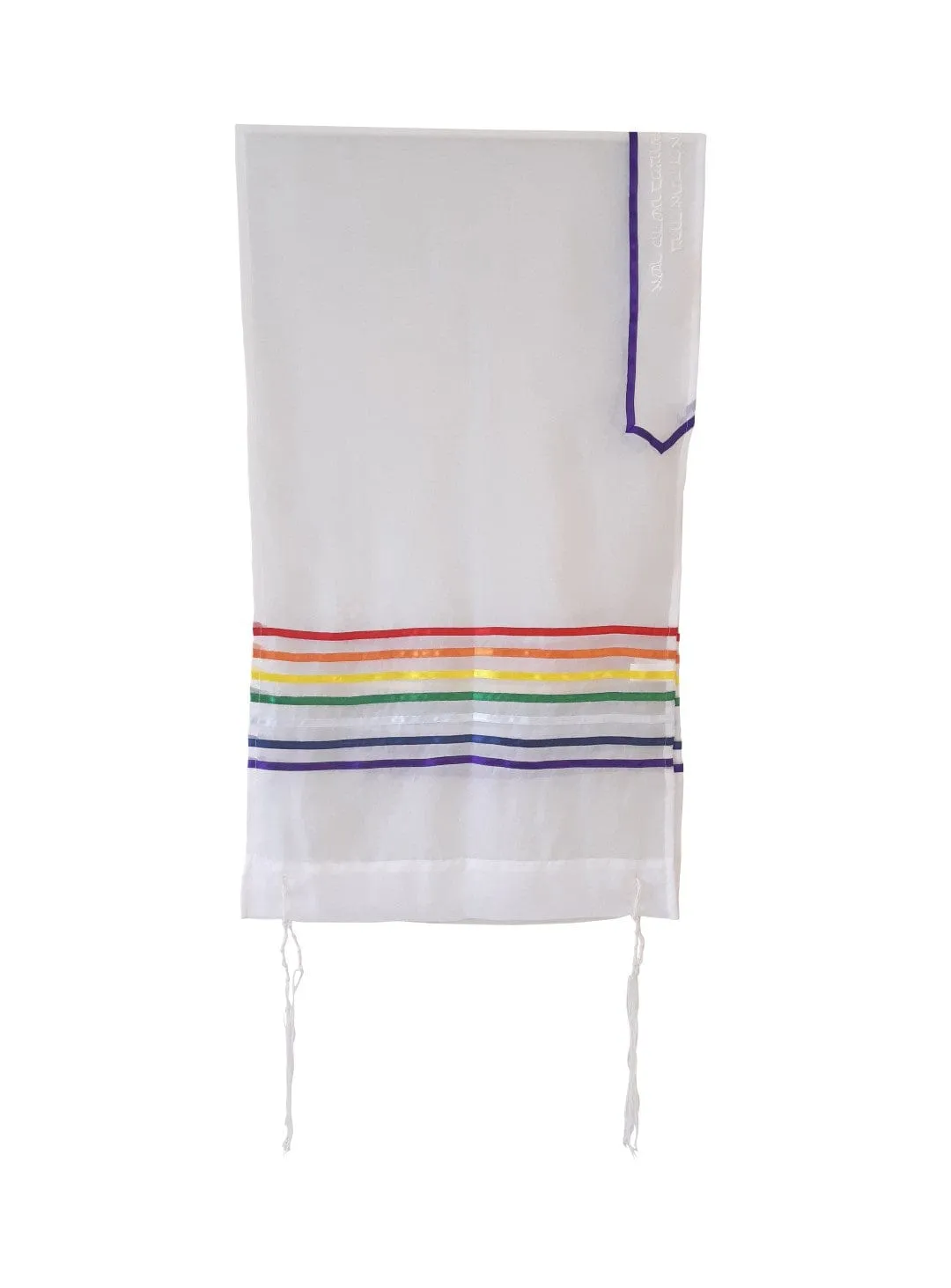 Handmade Sheer Rainbow Tallit, Joseph's Coat of Many Colors Tallis, Bat Mitzvah Tallit Set, Talit for Women, Tzitzit