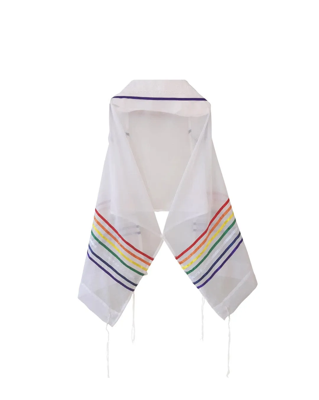 Handmade Sheer Rainbow Tallit, Joseph's Coat of Many Colors Tallis, Bat Mitzvah Tallit Set, Talit for Women, Tzitzit