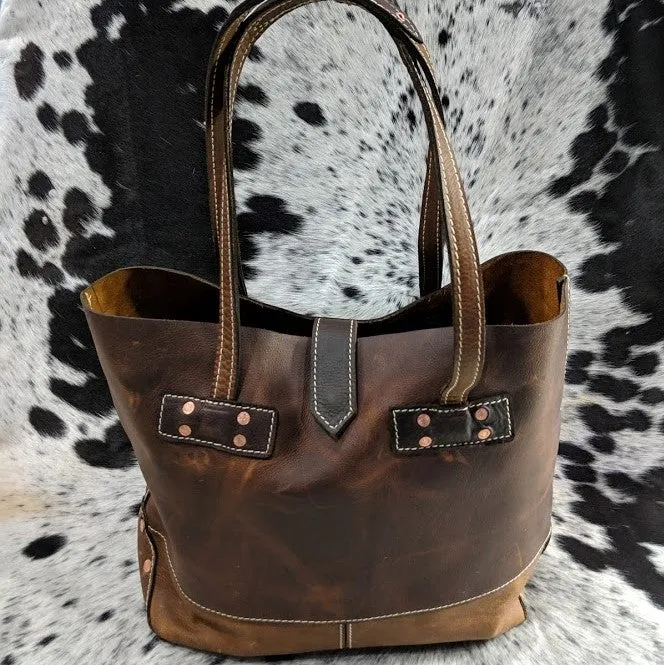 Handmade Women's Durable Brown Leather Tote Bag