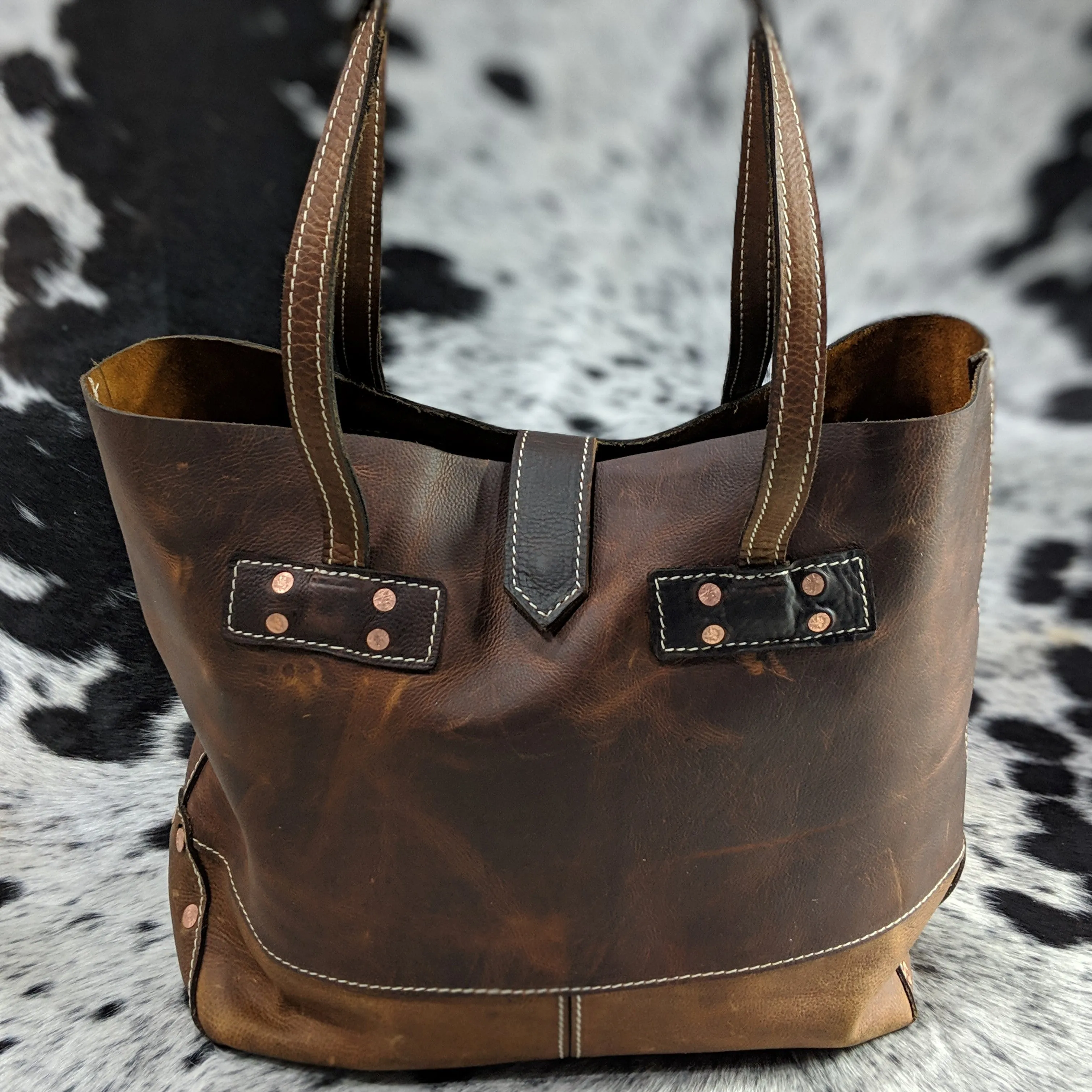 Handmade Women's Durable Brown Leather Tote Bag