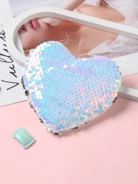 Holographic Sequins Heart Novelty Bag Coin Purse Change Pouch Coin Case Small