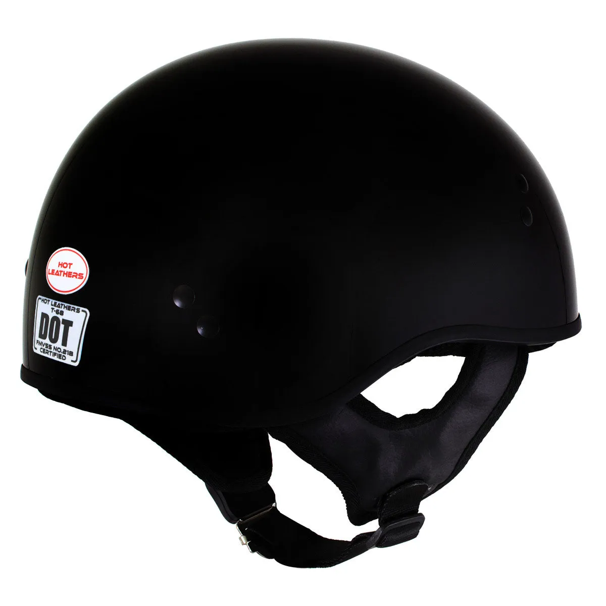 Hot Leathers HLT68 Gloss Black 'The O.G.' Advanced DOT Skull Cap Motorcycle Half Helmet for Men and Women Biker