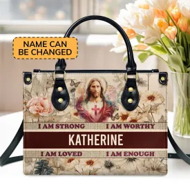 I Am Enough Custom Name Leather Handbags For Women