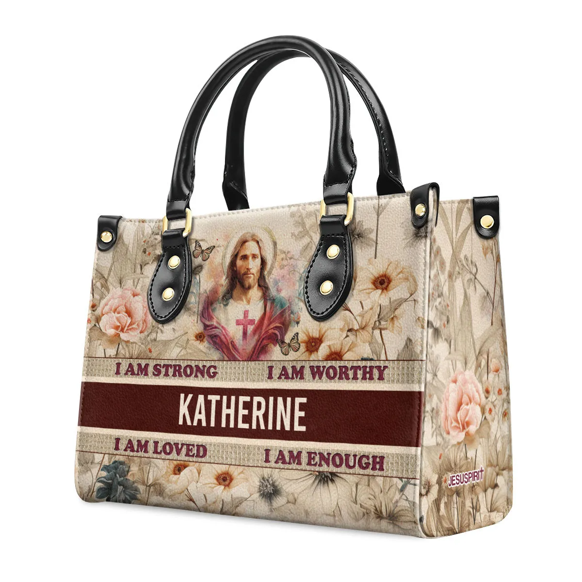 I Am Enough Custom Name Leather Handbags For Women