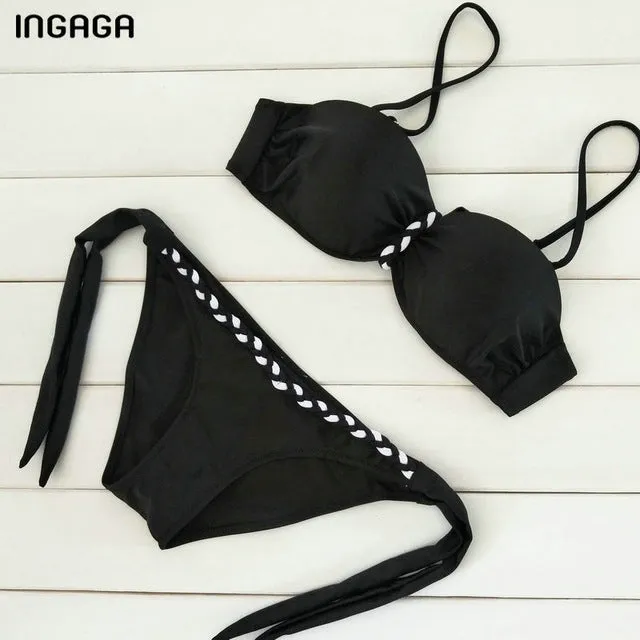 INGAGA Sexy 2017 Bikini Set Push Up Swimwear Women Strap Bandage Swimsuit Bathing Suits Summer Beach Bathing Suits XXXL