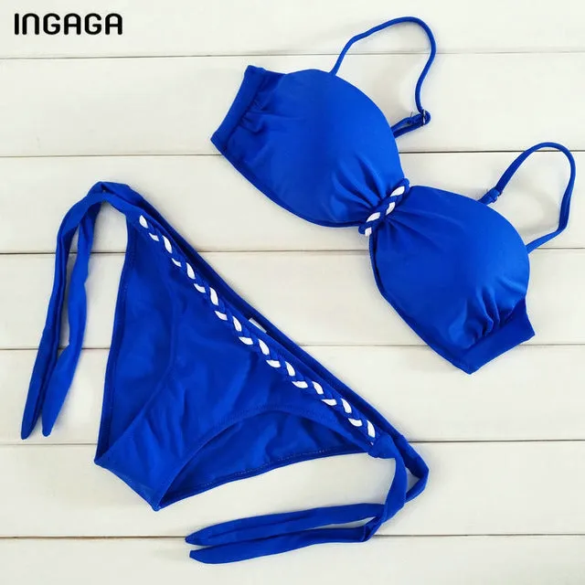 INGAGA Sexy 2017 Bikini Set Push Up Swimwear Women Strap Bandage Swimsuit Bathing Suits Summer Beach Bathing Suits XXXL