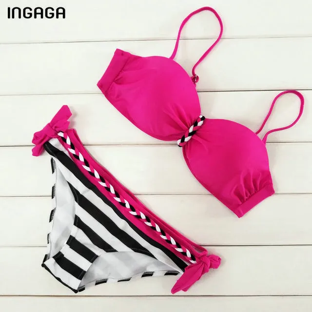 INGAGA Sexy 2017 Bikini Set Push Up Swimwear Women Strap Bandage Swimsuit Bathing Suits Summer Beach Bathing Suits XXXL