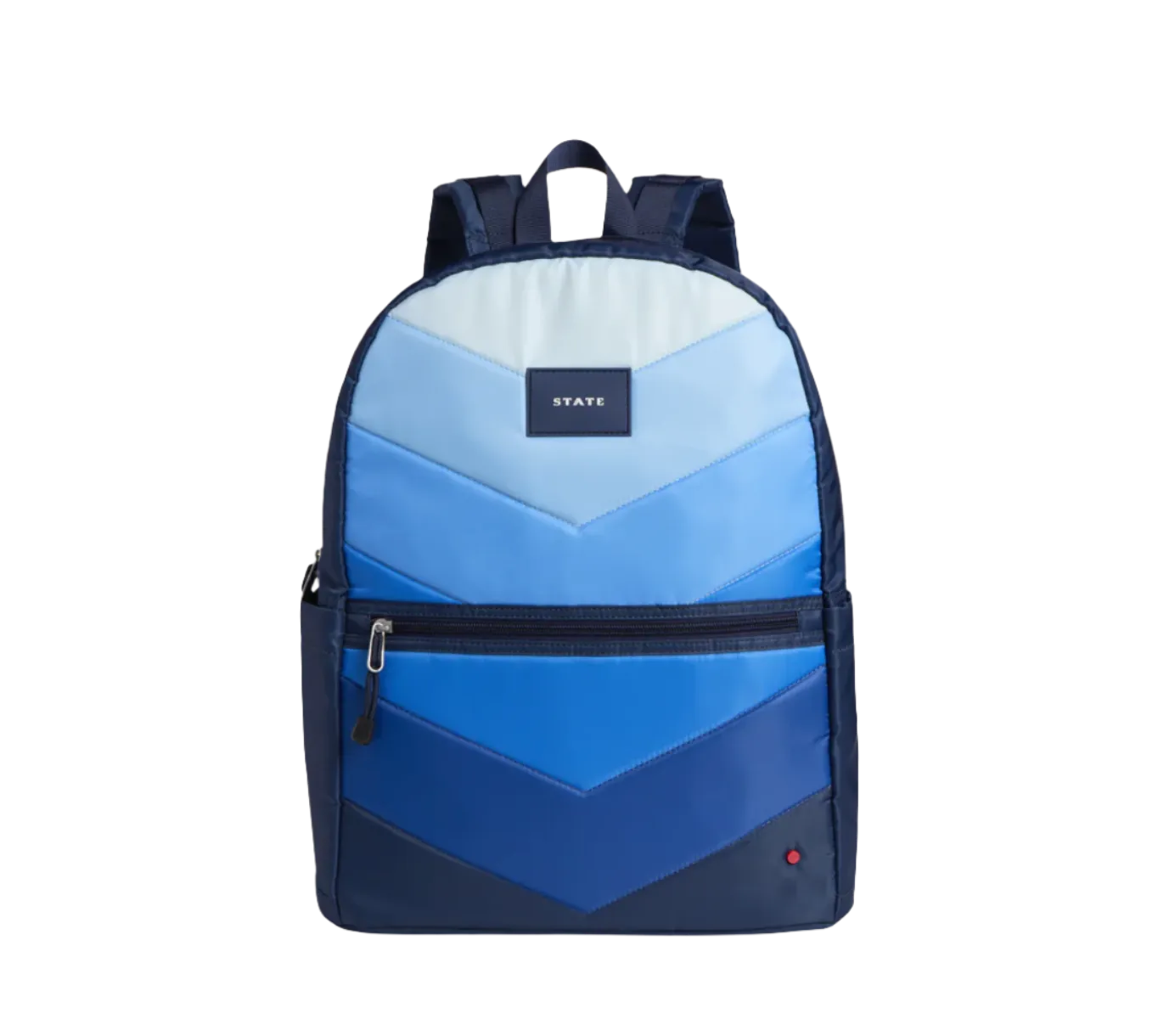 KANE DOUBLE POCKET LARGE BLUE CHEVRON PUFFER BACKPACK