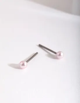 Kids Mini Pink Pearl Earrings