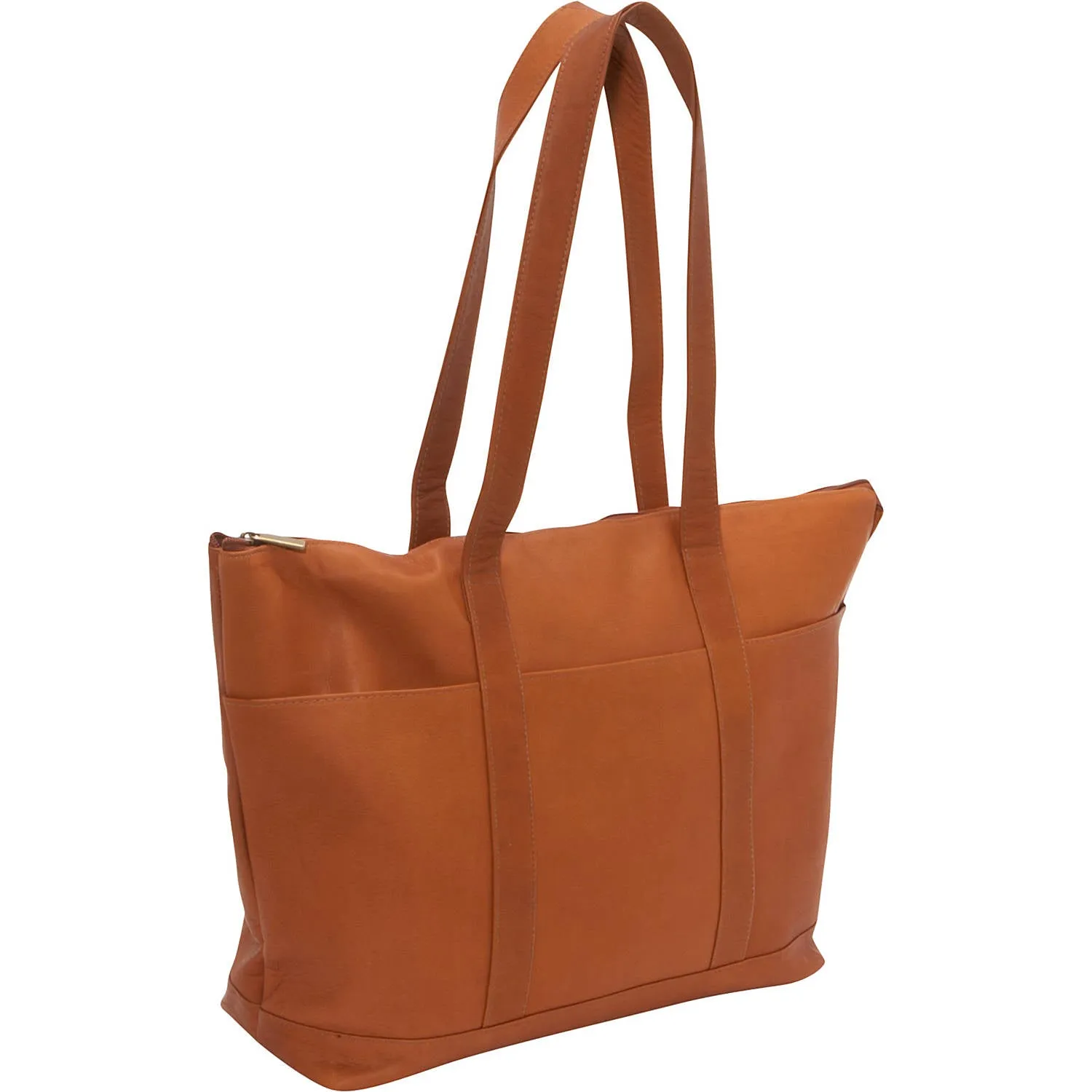 Leather Double Strap Large Pocket Tote