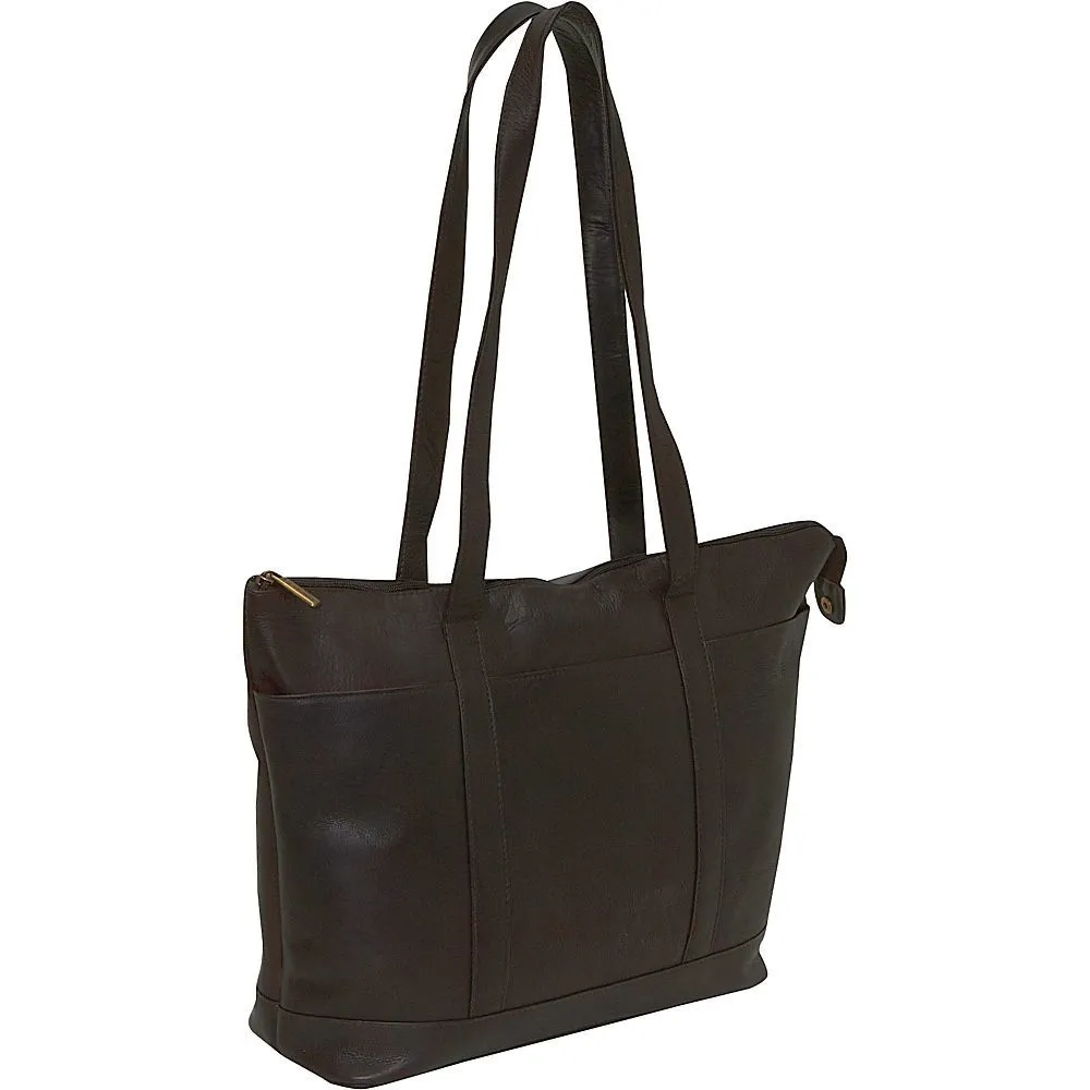 Leather Double Strap Large Pocket Tote