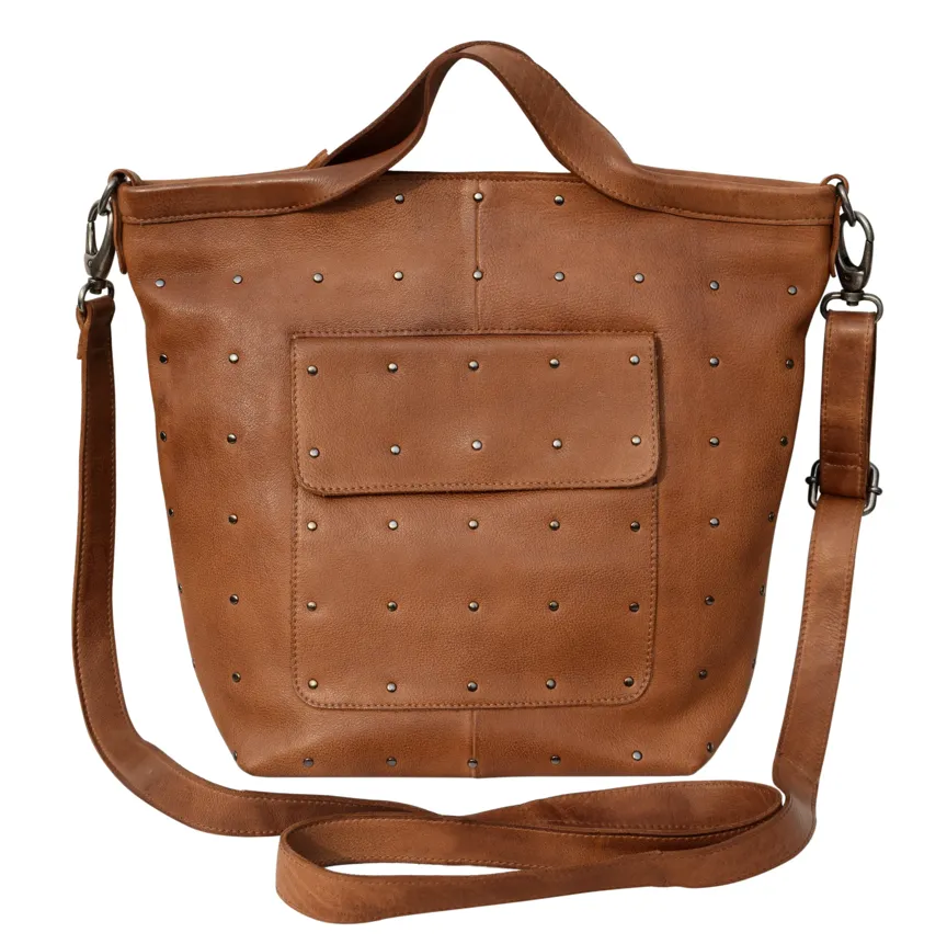 Letti Leather Tote with Studded Accents