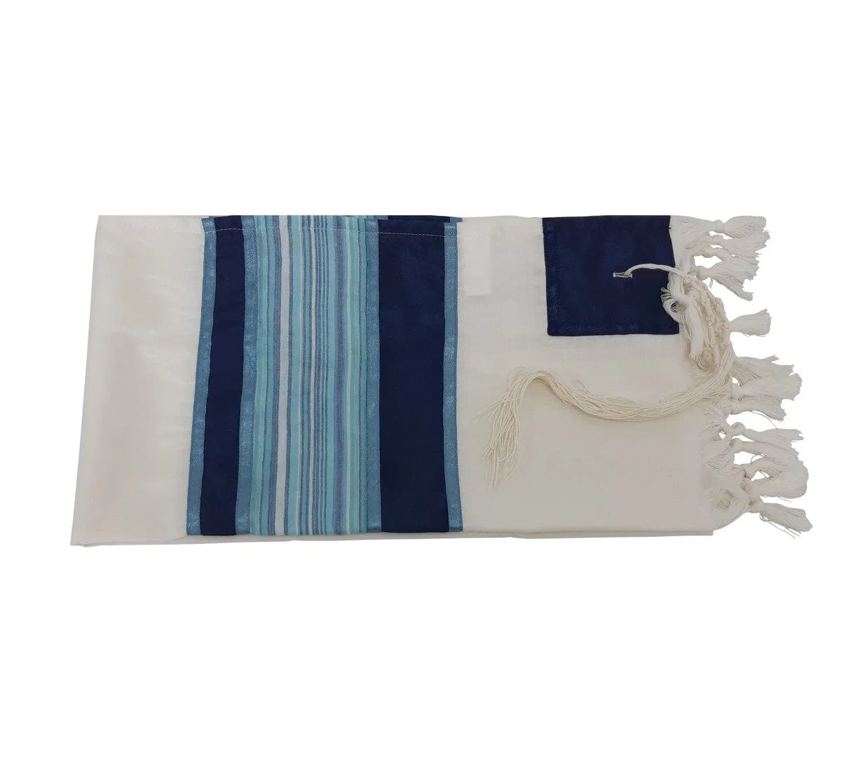 Light Blue and Silver Stripes on Wool Tallit, Bar Mitzvah Tallit, Tzitzit Custom Tallit from Israel