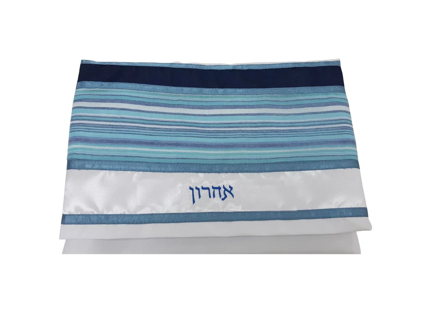 Light Blue and Silver Stripes on Wool Tallit, Bar Mitzvah Tallit, Tzitzit Custom Tallit from Israel