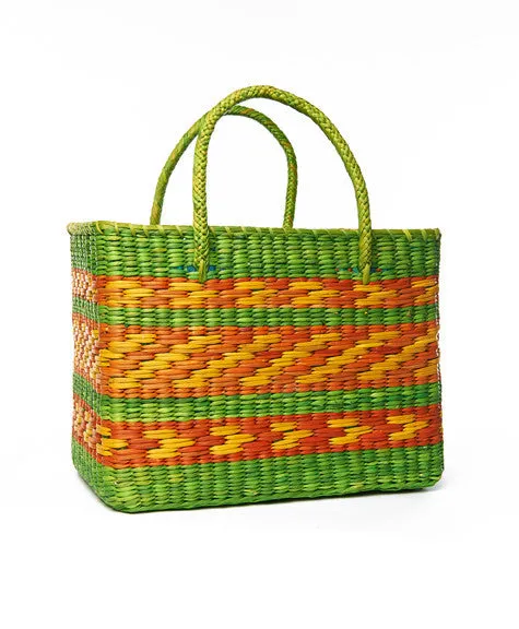 Lime Green and Zig Brazil Basket Tote