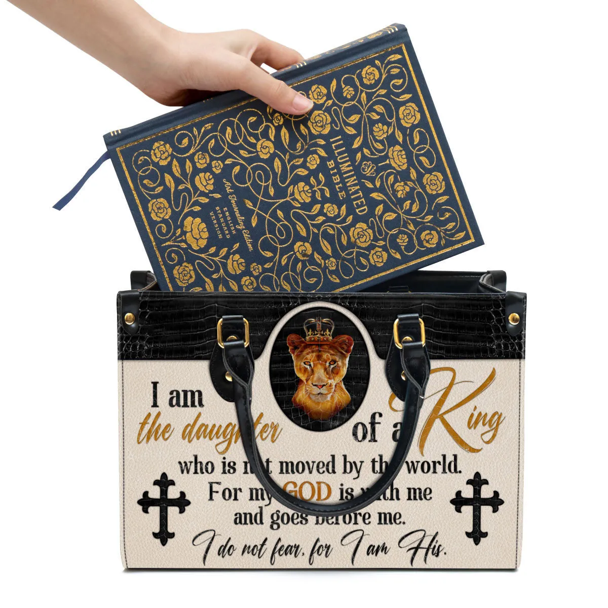 Lion Leather Handbag - I Am The Daughter Of A King Who Is Not Moved By The World Leather Bag - Women Pu Leather Bag