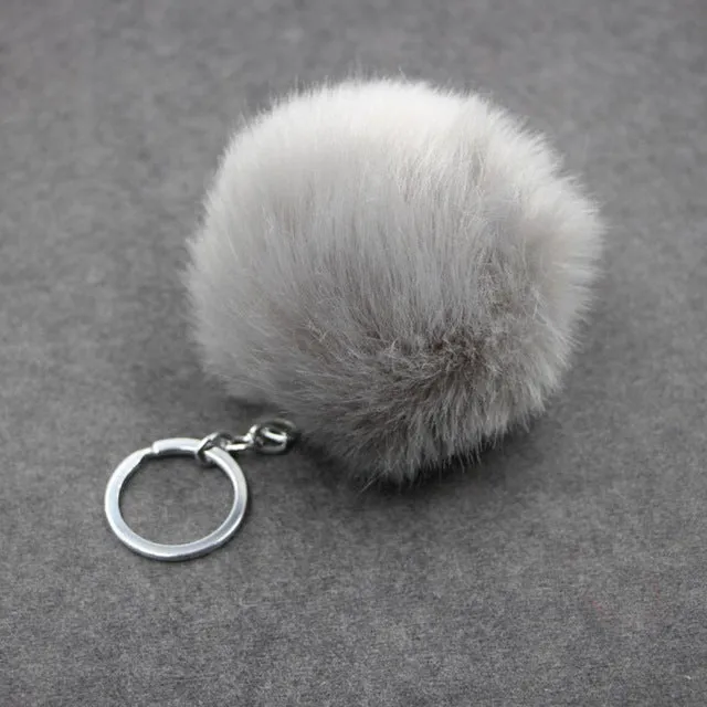 Lovely Trinkets Rabbit Ear Fur Ball Key Chain Rings Pendant Cute Pompom Artificial Bunny Fur Keychain Women Car Bag Key Ring