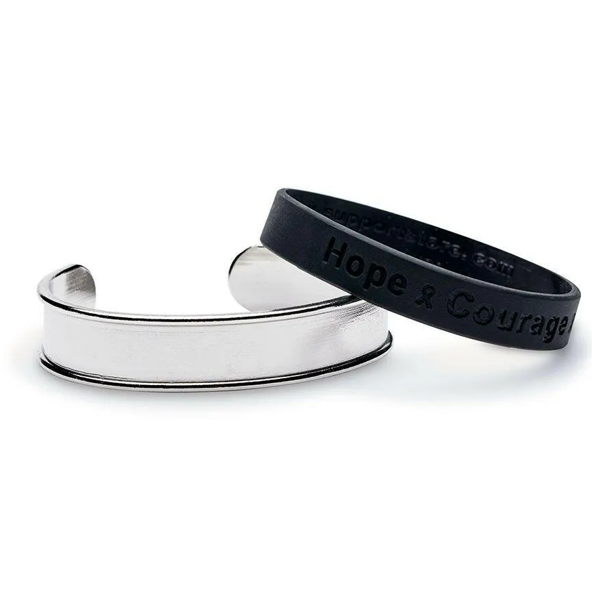 Matte Silver Metal Rubber Wristband Bangle - Unisex