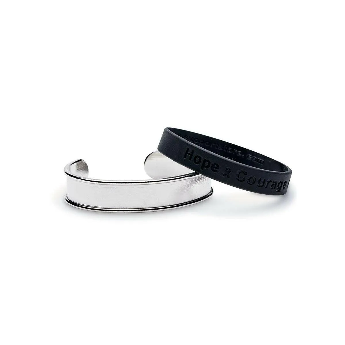 Matte Silver Metal Rubber Wristband Bangle - Unisex