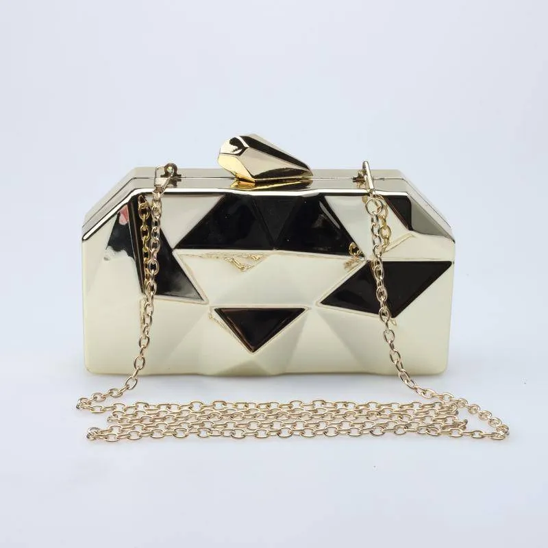 Metal Liquid Geometric clutch, Evening Bag