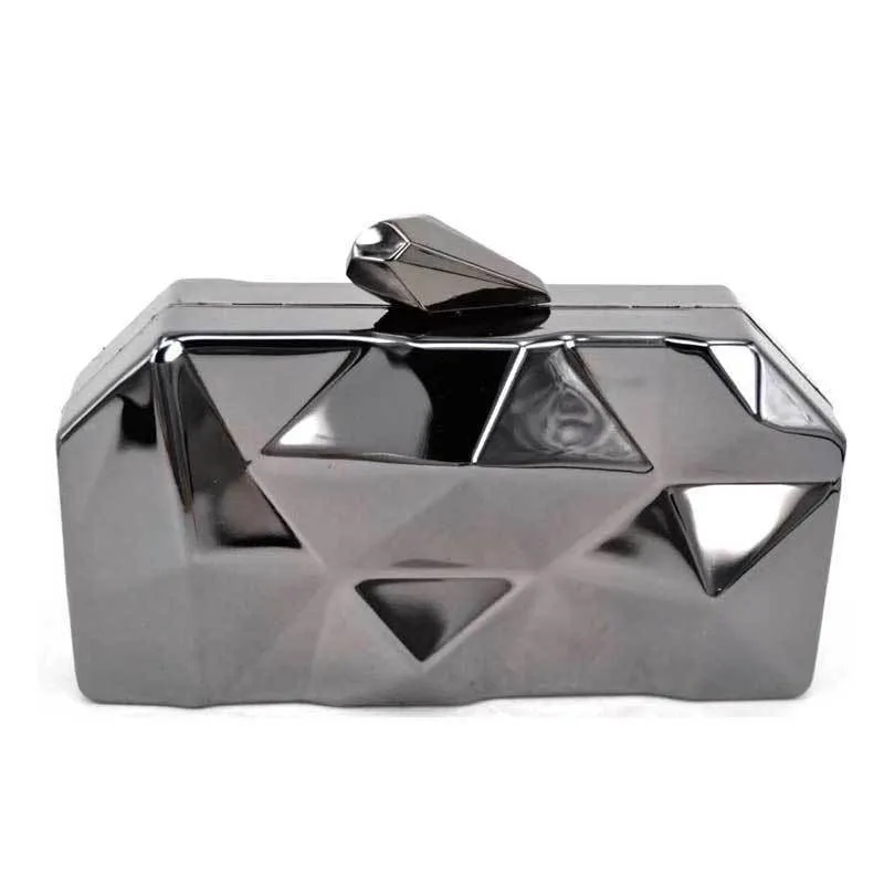 Metal Liquid Geometric clutch, Evening Bag